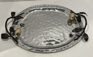 RARE - Michael Aram small Lemonwood Oval Serving Tray with Handles READ